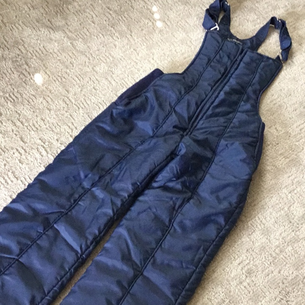 Water Repellent navy snow bibs size Lg
